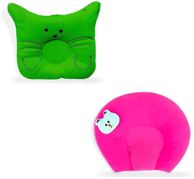 Found Fit Mustard Seeds Solid Baby Pillow Pack of 2(Green & Pink)