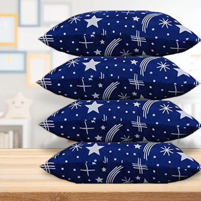 SOFT SNOOZE Microfibre Polka Sleeping Pillow Pack of 4(Blue)