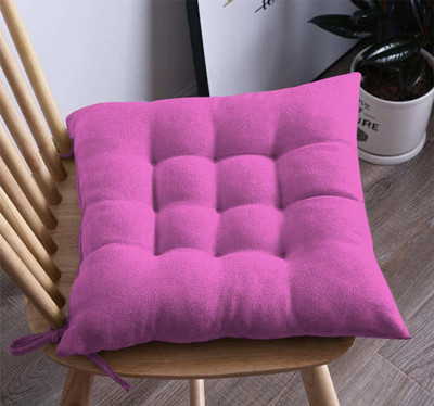 softlyf Microfibre Chair Pad Pack of 1 Solid Chair Pad Cushion For Indoor, Outdoor, Dining, Home, Office, 16x16 Inch(Pink)