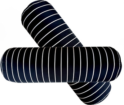 Swikon star Microfibre Bolster Pack of 2 Stripes(Black)