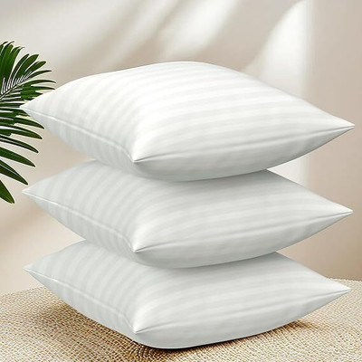 QAYMA Microfibre Stripes Cushion Pack of 2(White)