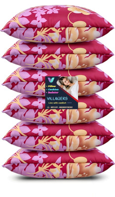 VILLAGERS LUXURY Polyester Fibre Abstract Sleeping Pillow Pack of 6(Pink)