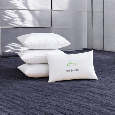 SOFT SNOOZE SOFT LUXURY Microfibre Solid Sleeping Pillow Pack of 4(White)