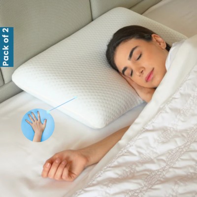 Sleepsia Cooling Gel Cervical Orthopedic Pillow for Sleeping - Neck Pain Relief Pillow Memory Foam Solid Sleeping Pillow Pack of 2(White)