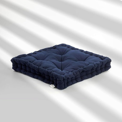 ESSAN FABRIX Premium Polyester Fibre Solid Floor Cushion Pack of 1(Dark Blue)
