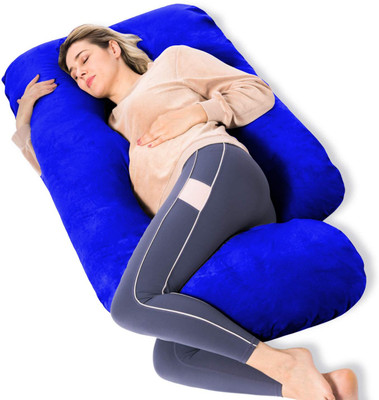 WILD MINT ultra soft j shaped Polyester Fibre Solid Pregnancy Pillow Pack of 1(royal blue)