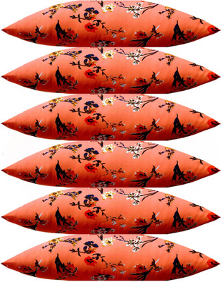 ACTOS Microfibre Floral Sleeping Pillow Pack of 6(Orange)