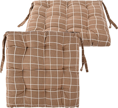 KUBER INDUSTRIES Microfibre Abstract Chair Pad Pack of 2(Brown)