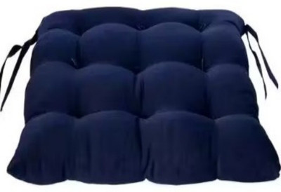 SIYA TEXTILES Cotton Solid Chair Pad Pack of 1(Dark Blue)