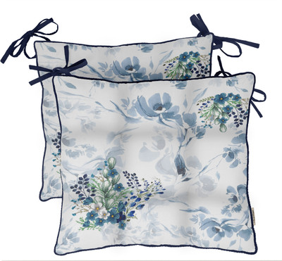 Vargottam Polyester Fibre Floral Chair Pad Pack of 2(Blue)