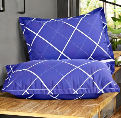 EIRINI LUXURY Microfibre Solid Sleeping Pillow Pack of 2(Blue)