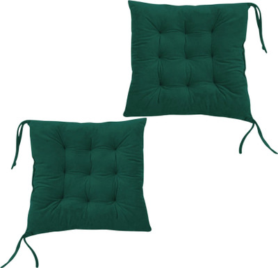 maatrikaa Cotton Chair Pad Pack of 2 Solid Soft & Comfortable Cotton Chair Cushion Pad(Green)