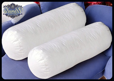 JAI SHRI Round Microfibre Solid Bolster Pack of 2(White)