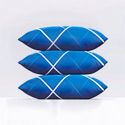 fulffystyl Microfibre Sleeping Pillow Pack of 3 Solid luxury(Blue)