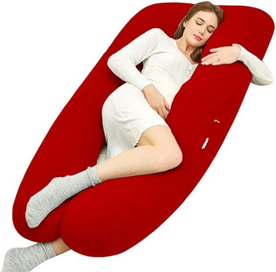 Keshav Pharma Luxurious Imported Velvet Microfibre Solid Pregnancy Pillow Pack of 1(Maroon)