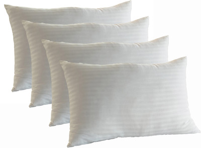 VIBIFABRIC Polyester Fibre Stripes Sleeping Pillow Pack of 4(White)