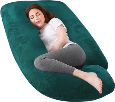maatrikaa Comfortable J-Shaped Pregnancy Support Pillow for Back, Legs & Belly Relief Microfibre Solid Pregnancy Pillow Pack of 1(Green)