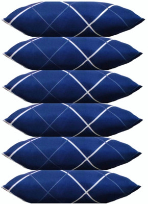 ERANC Polyester Fibre Solid Sleeping Pillow Pack of 6(Blue)
