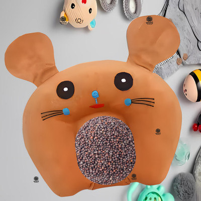 White Bubble Mustard Seeds Baby Pillow Pack of 1 Toons & Characters Pillow Velvet, Baby Head Shaping Takiya Soft Pillow Infant(Brown)