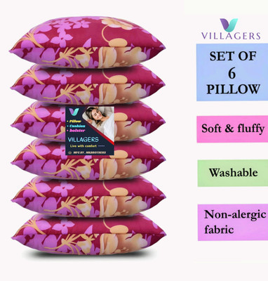 VILLAGERS LUXURY Polyester Fibre Abstract Sleeping Pillow Pack of 6(Pink)