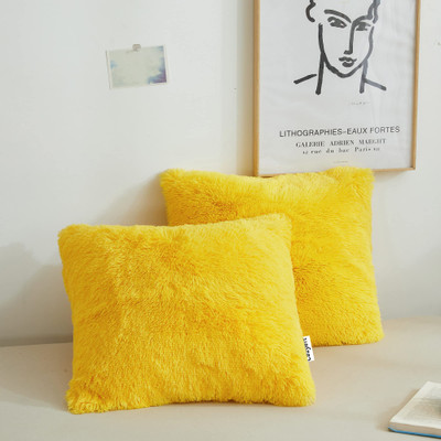Cozyert Polyester Fibre Cushion Pack of 2 Solid Small Pillow(Yellow)