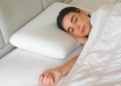 HKZ-YG Memory Foam Sleeping Pillow Pack of 1 Geometric Cervical Memory Foam Pillow, Stomached, Anti-Snoring, Side Sleepers(White)