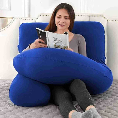 vyomfit Luxury Velvet G Shape Polyester Fibre Solid Pregnancy Pillow Pack of 1(Blue)