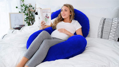Mojo Microfibre Solid Pregnancy Pillow Pack of 1(Dark Blue)