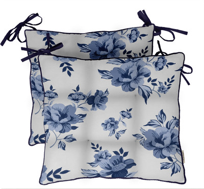 Vargottam Polyester Fibre Floral Chair Pad Pack of 2(Medium Blue4)