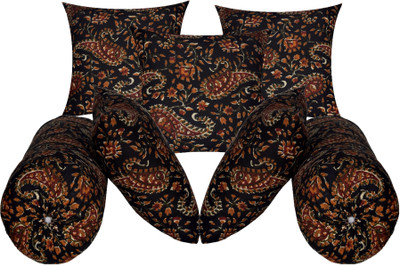 Changers Microfibre Bolster Pack of 7 Floral 5 Cushion and 2(Black27)