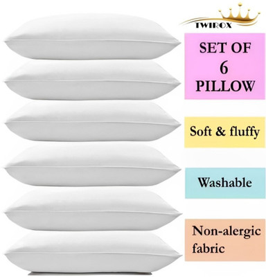 TWIROX LUXURY Polyester Fibre Abstract Sleeping Pillow Pack of 6(White)