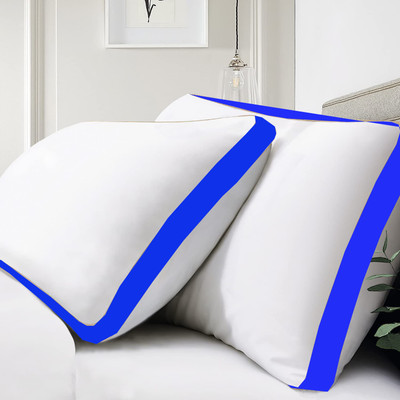 SIROKI BOND Microfibre Solid Sleeping Pillow Pack of 2(White-Blue)