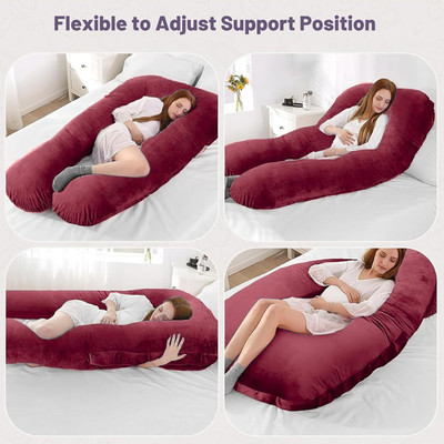 Vijay Polyester Fibre Pregnancy Pillow Pack of 1 Solid ultra soft U shaped pillow(Maroon)