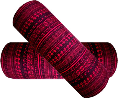 GKM Microfibre Abstract Bolster Pack of 2(Maroon, Black)