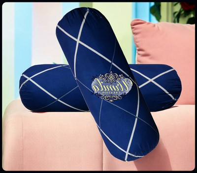 JAYOG ENTERPRISE Round Microfibre Geometric Bolster Pack of 2(Dark Blue)
