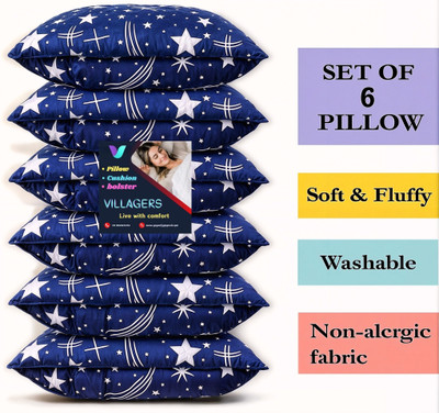 NKSNIMYSTORE SOFT Microfibre Abstract Sleeping Pillow Pack of 6(Blue)
