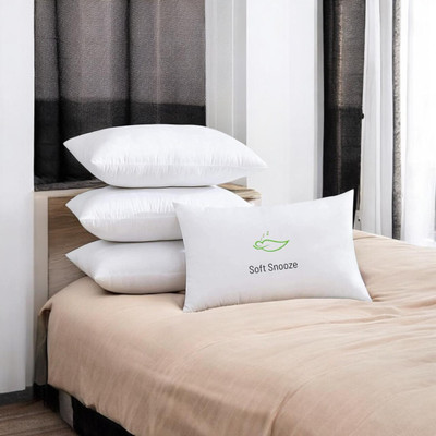 SOFT SNOOZE SOFT LUXURY Microfibre Solid Sleeping Pillow Pack of 4(White)