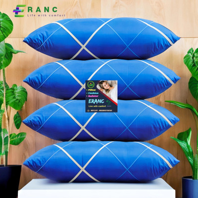 Tecsun LUXURY Polyester Fibre Abstract Sleeping Pillow Pack of 4(Blue)