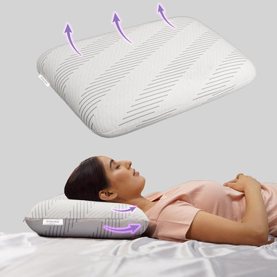 RINIPO Memory Foam Solid Sleeping Pillow Pack of 1(White-Grey)