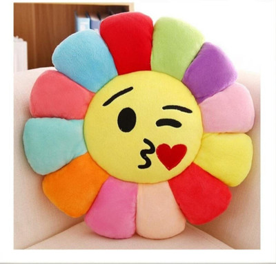 AARAVI TRADERS Microfibre Smiley Cushion Pack of 1(Multicolor)