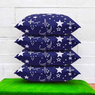Cozy Palace Microfibre Solid Sleeping Pillow Pack of 4(Blue)
