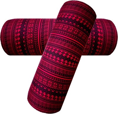 GKM Microfibre Abstract Bolster Pack of 2(Maroon, Black)