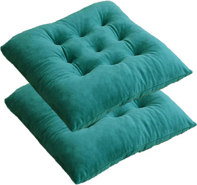 aeTHEric Microfibre Solid Chair Pad Pack of 2(Green)
