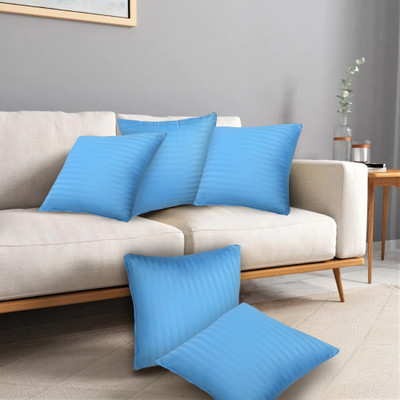 Embroco Superb Quality Polyester Fibre Stripes Cushion Pack of 5(Sky Blue)