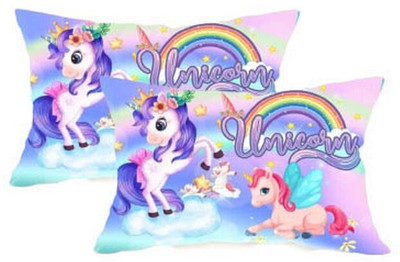 kitchDeco Microfibre Baby Pillow Pack of 2 Toons & Characters BABY PILLOW(Rainbow Unicorn)