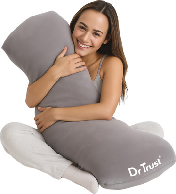 Dr Trust Microfibre Body Pillow Pack of 1 Solid USA Long Cuddle Pillow for Sleeping and Pregnancy, Washable Premium Velvet Cover(Grey)