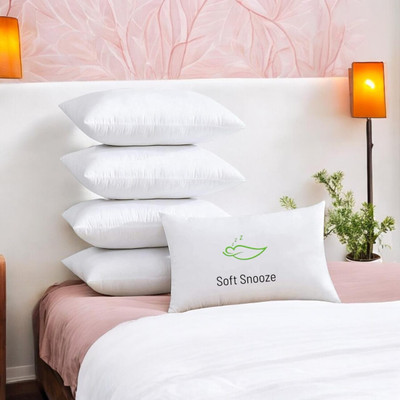 SOFT SNOOZE Luxury Microfibre Solid Sleeping Pillow Pack of 5(White)