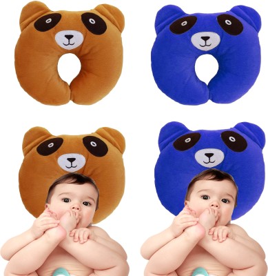 Nitsha Baby Head Support Pillow Microfibre Toons & Characters Baby Pillow Head Cover(Brown Panda, Blue Panda)