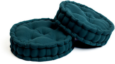 SKANDA FAB Polyester Fibre Solid Floor Cushion Pack of 2(Botanical Green)