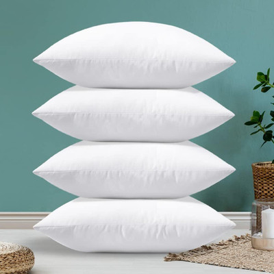 VLYSIUM PERFECT SLEEPER Polyester Fibre Cushion Pack of 4 Solid cushion 14x14 inch set of 4 pillow insert for sofa (35*35 cm)(White)
